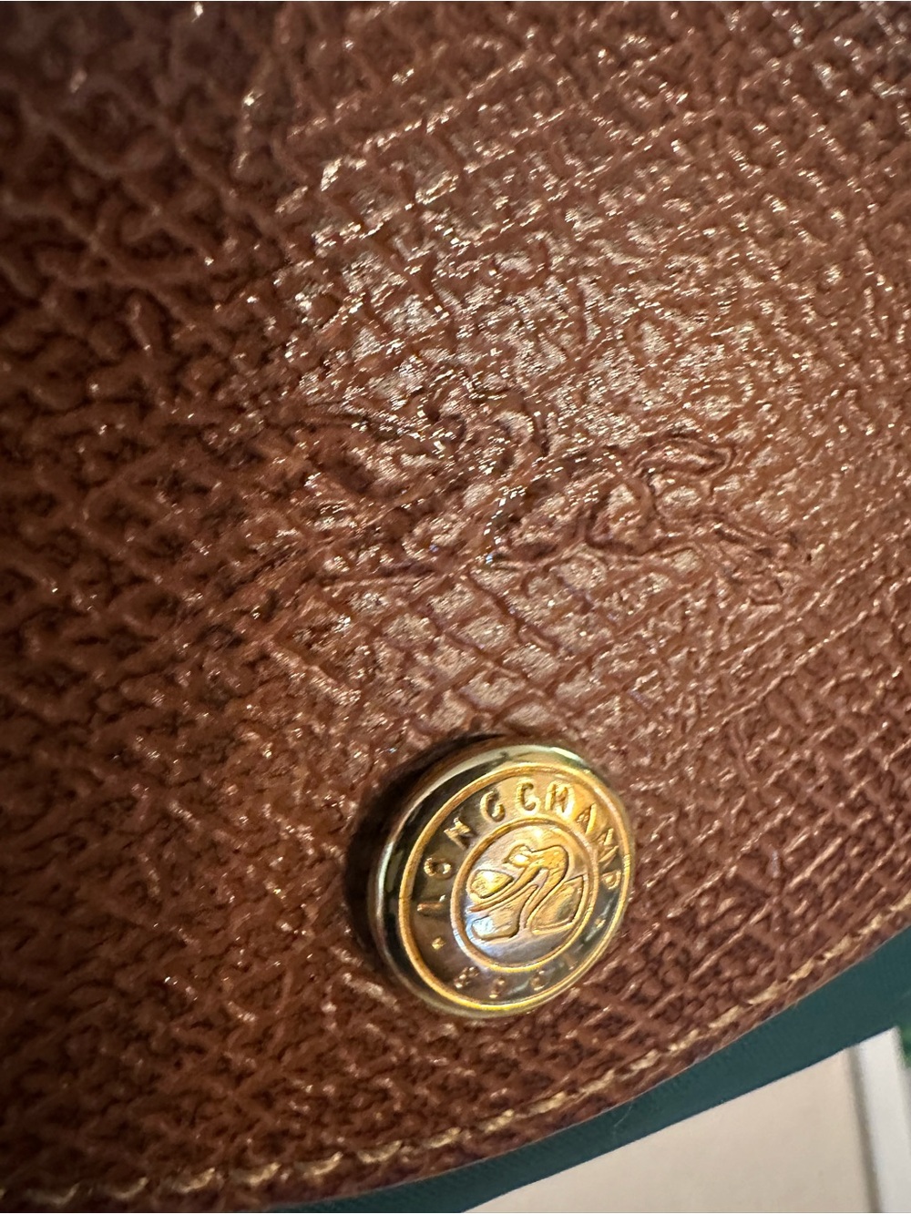 Longchamp Green Nylon Backpack with Brown Leather Flap - Picture 10 of 10